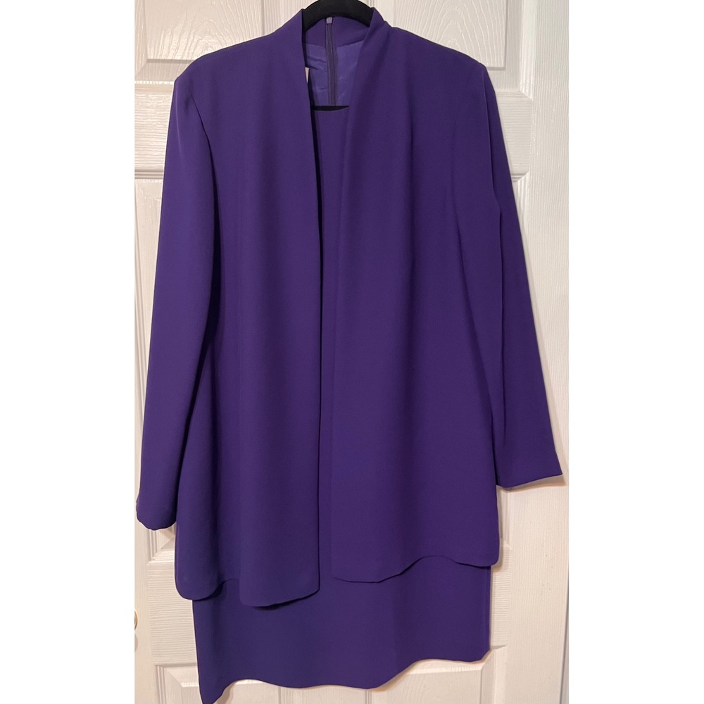 Jones New York Dress Purple 1-Piece Attached Jacket & Sheath Dress Size 10